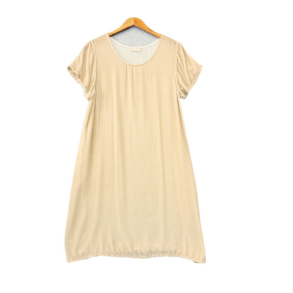 CP Shades Velvet Silk Carolina Shift Dress‎ Womens Med Ivory Cream Boho NEW